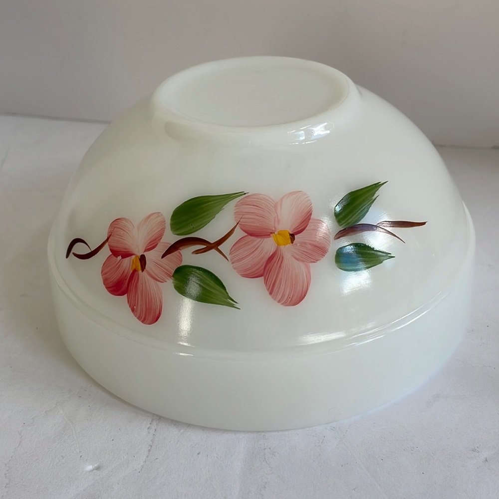MCM Fire King Peach Blossom Milk Glass Bowl!